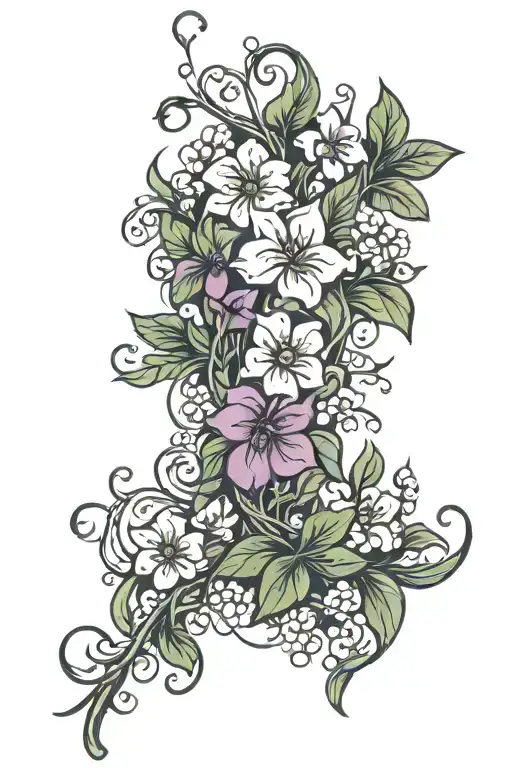 Vine And Small Flowers Wrapped