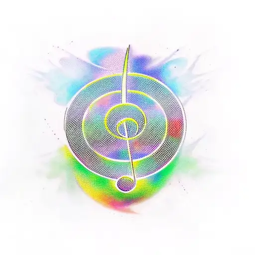 A New-school Tattoo Of A Music Note With Anime-inspired Elements