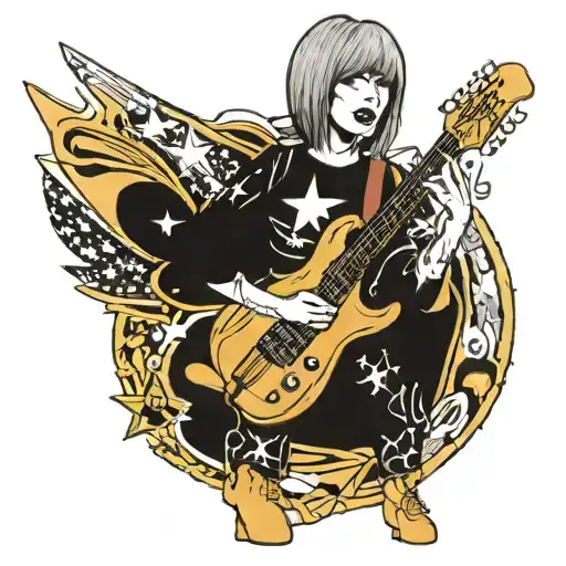 Rita Lee In Star Jumpsuit And Electric Guitar