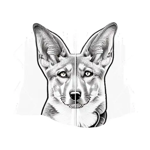 A New Balance Shoe With A Dingo Peeking Out From Behind It