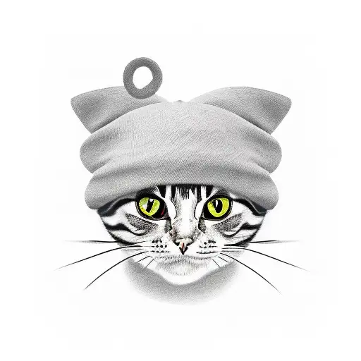 A Minimalist Tattoo Of A Cat Wearing A Harry Potter-themed Hat