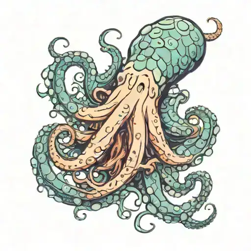 Kraken Wrapped Around Arm Tentacles Reaching Out Spred Out