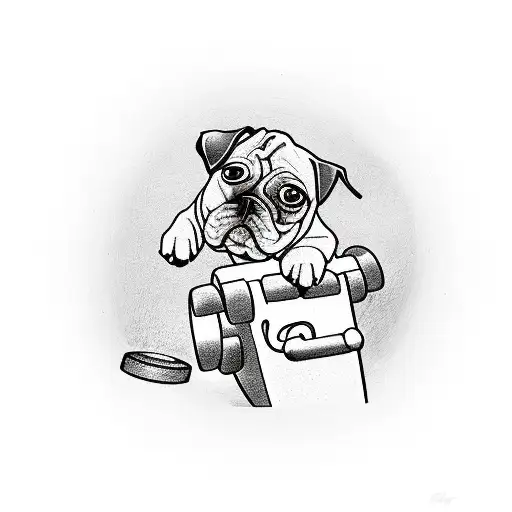 Dog Lifting Weights In A Gym