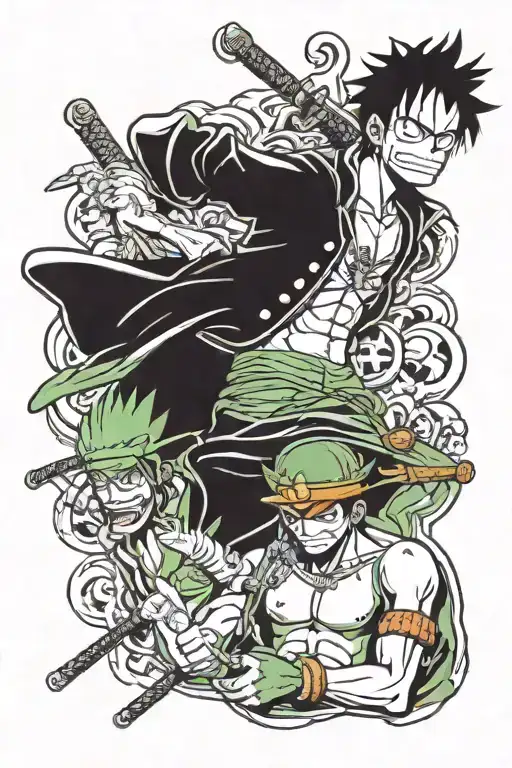 One Piece Luffy With Zoro And Sangi