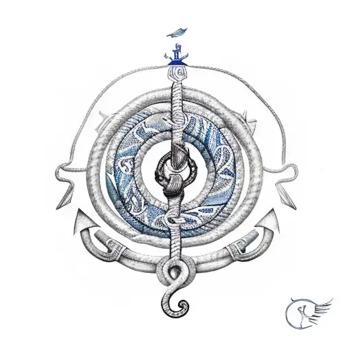 Quetzalcoatl Intertwined With Nautical Elements Like Anchors And Ropes