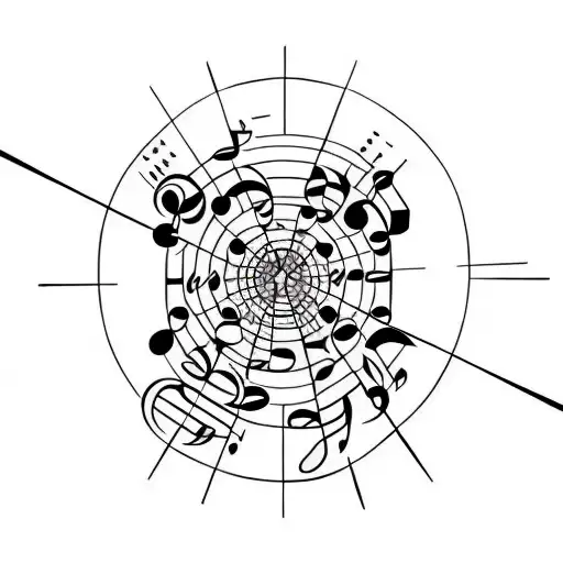 A Minimalist Tattoo Of Depeche Mode's Logo With Music Notes Surrounding It