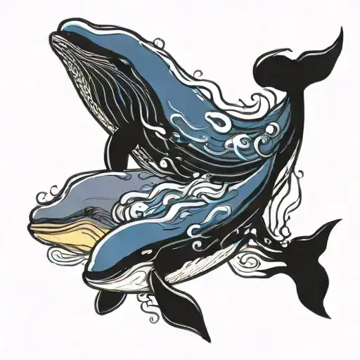 Whales And A Baby Whale