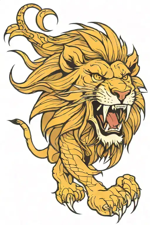 Agressive Lion Roaring