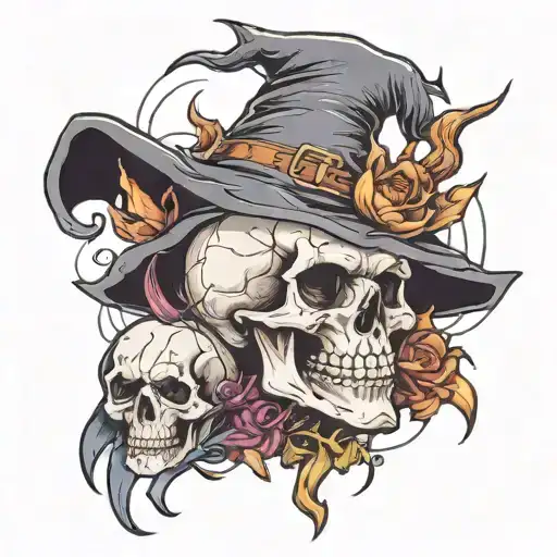 Skull And Witch Casting Spells