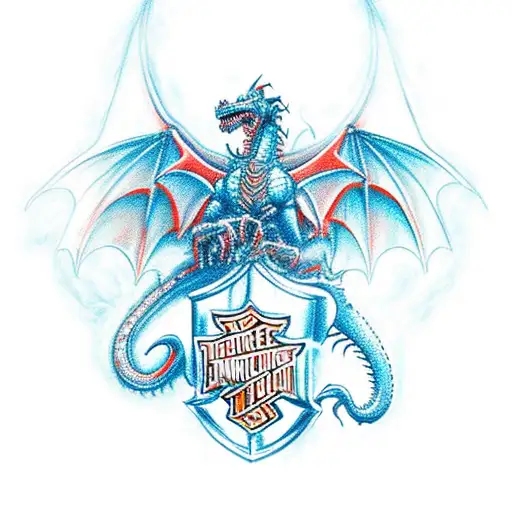 Harley Davidson Motorcycle With A Dragon Breathing Fire