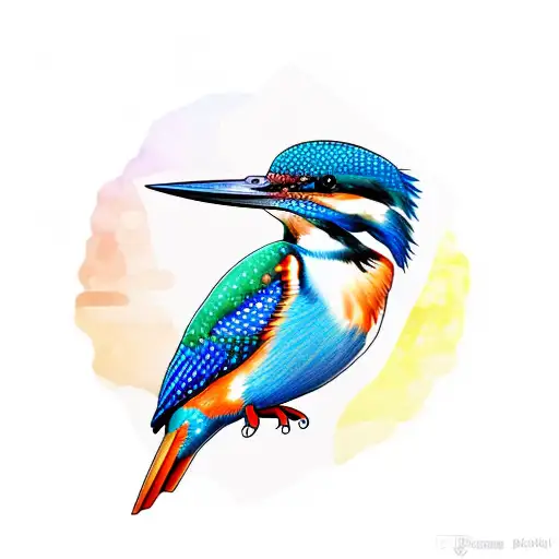 Colorful Kingfisher Bird With Mandala