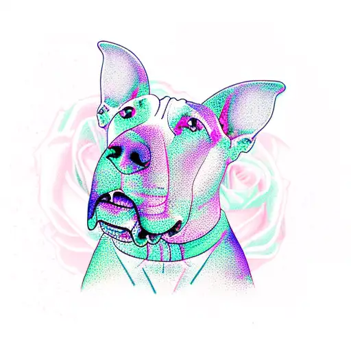 Bull Terrier With Rose