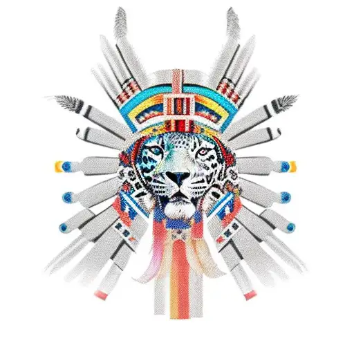 Aztec Soldier With Jaguar Headdress