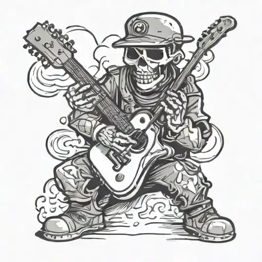Dead Soldier Playing A Guitar