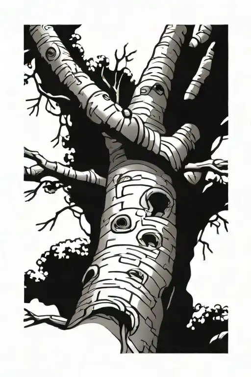 Birch Tree With A Cool Background Black And White