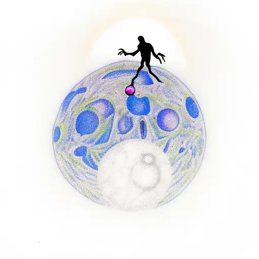 The Creation Of Adam With A Moon In Background