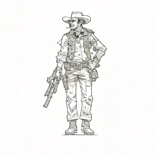 A Cowboy Holding A Gun