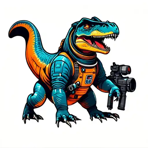 Astronaut Raptor Dinosaur