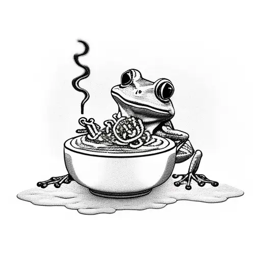 Frog Smoking A Joint Sitting In A Bowl Of Ramen