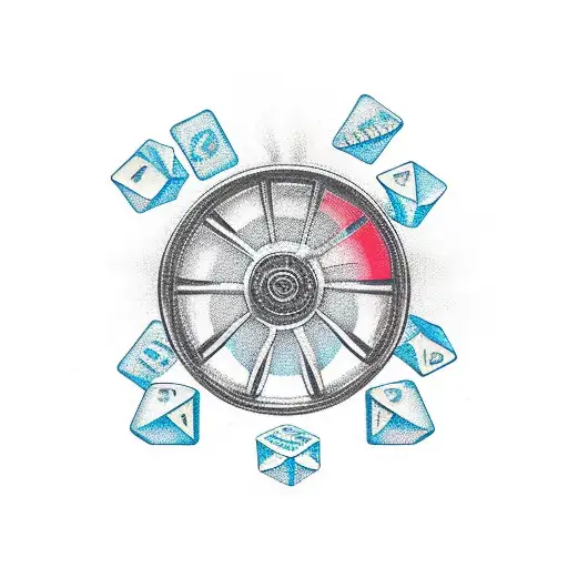 Flaming Motorcycle Wheel Made Of Dice