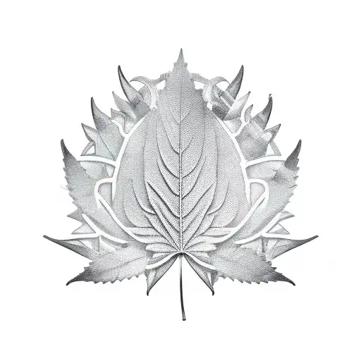A New-school Design Featuring A Weed Leaf Intertwined With Motorcycle Parts
