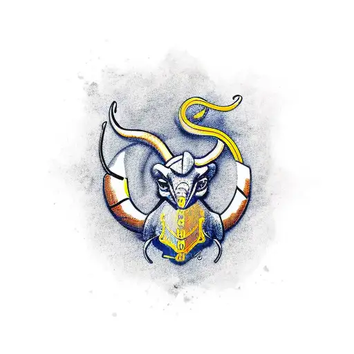 Man With Aries Horns On Scorpion