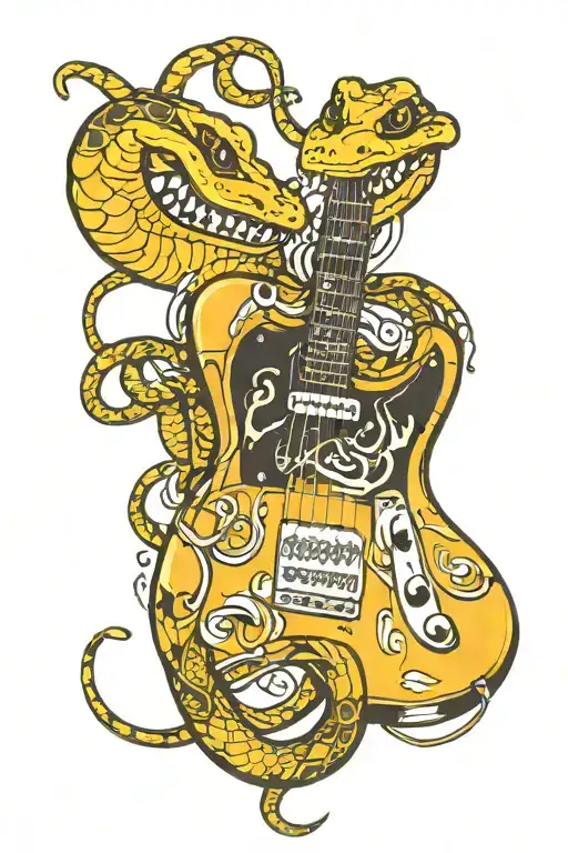 A Eletric Telecaster Guitar With A Snake Around The Neck Of The Guitar