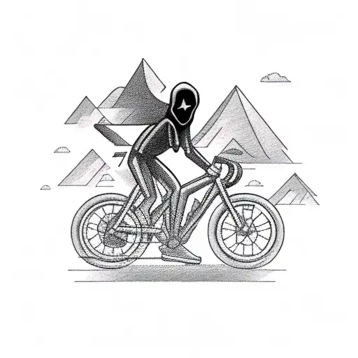 A Road Bike With A Dark And Mysterious Hooded Figure Riding It