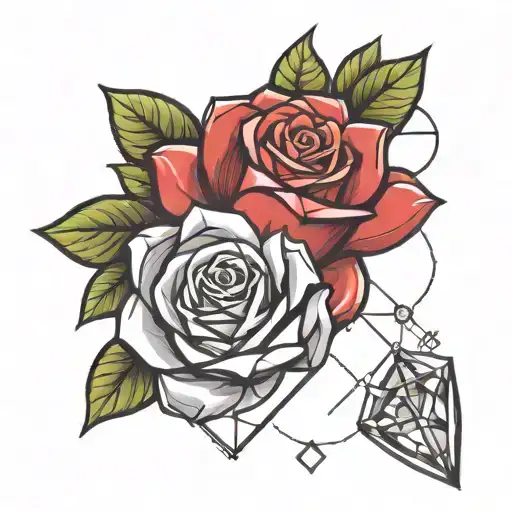 Rose Tattoo With Geometric Shapes Band Tattoo Design