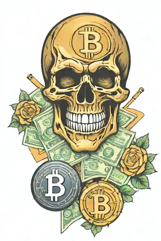 Bitcoin Skull Bmw Money On The Forearm Sleeve