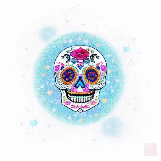 A Sugar Skull Surrounded By A Galaxy Filled With Stars And Roses