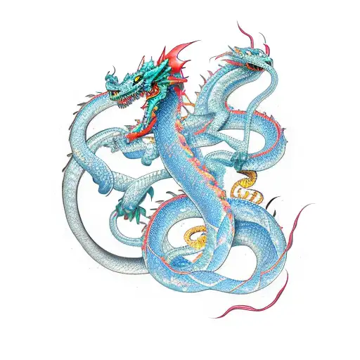 Large Dragon And A Snake