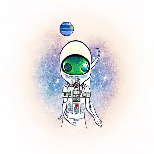 Alien Holding Astronaut Woman