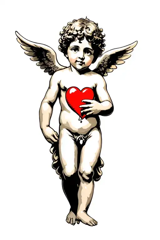 Cherub With Red Heart