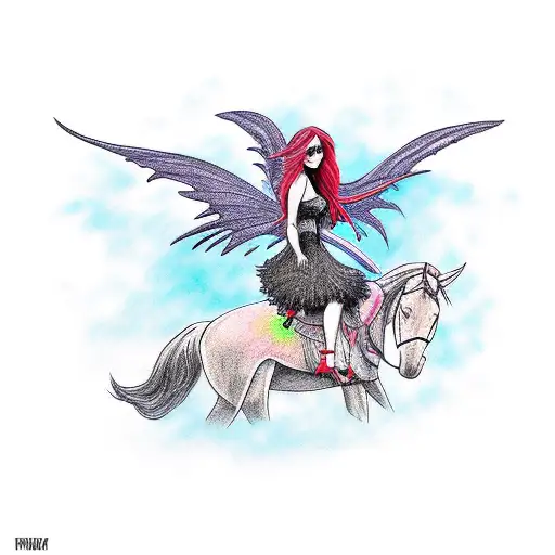 Dark Fairy Riding A Raven