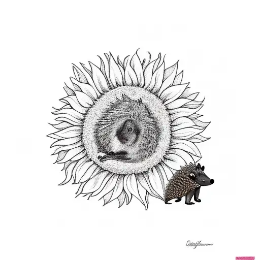 Sunflower And Hedgehog
