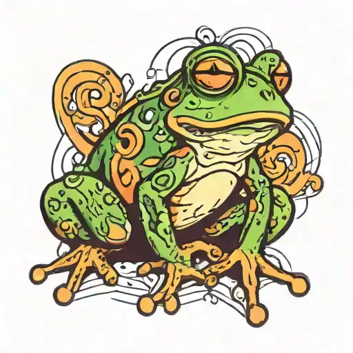 A Frog With Drawings And Numbers