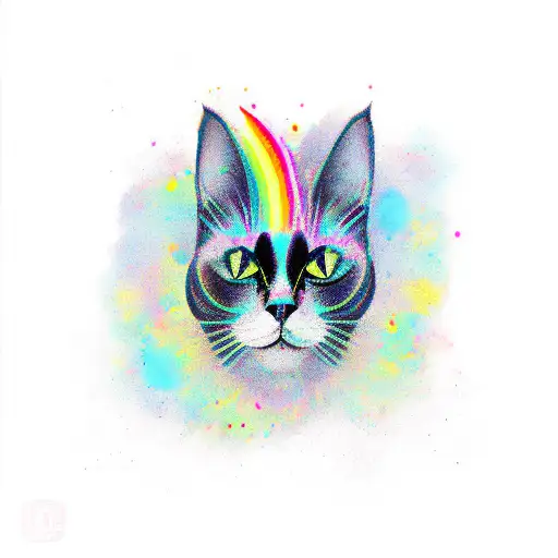 Small Black Cat With Rainbow