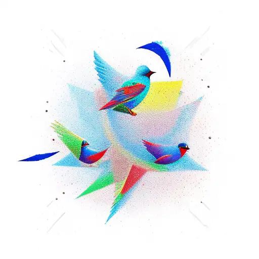 A New-school Design Of A Guitar Transforming Into A Flock Of Birds