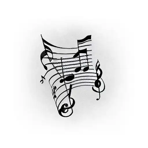 Music Notes Intertwined With A Guitar