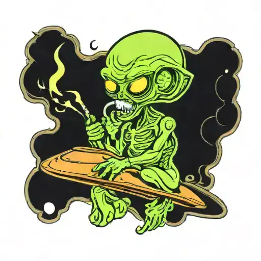 Alien Smoking A Joint Spaceship Landing