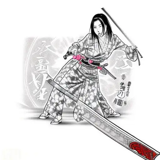 Female Yakuza Licking Katana