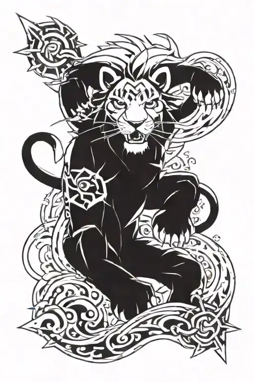 Combine Elements Of Naruto With A Lion To Create A Fierce And Powerful Tattoo Design