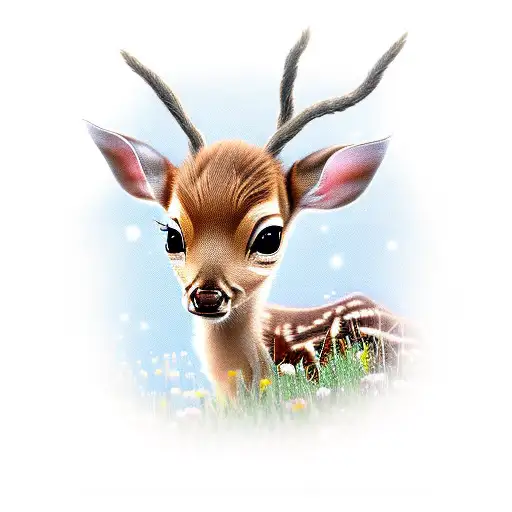 A Cute Baby Fawn In The Meadow