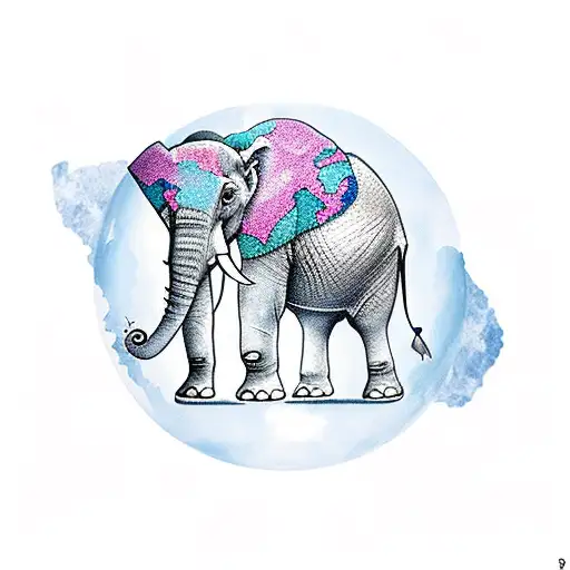 A Majestic Elephant Carrying A World Map On Its Back