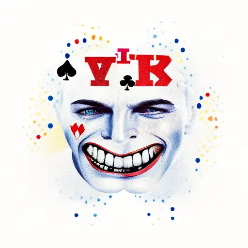 Two Faces With Smile Now Cry Later With Gambling Stuff Around It