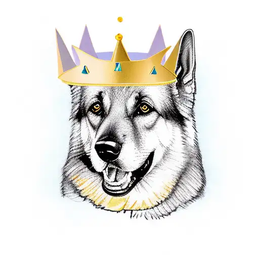 German Shephard Cute Happy With Crown