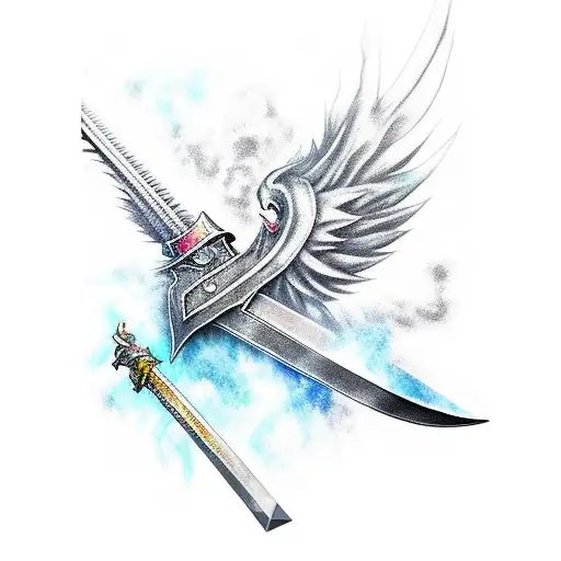Buster Sword With One Black Wing Final Fantasy 7