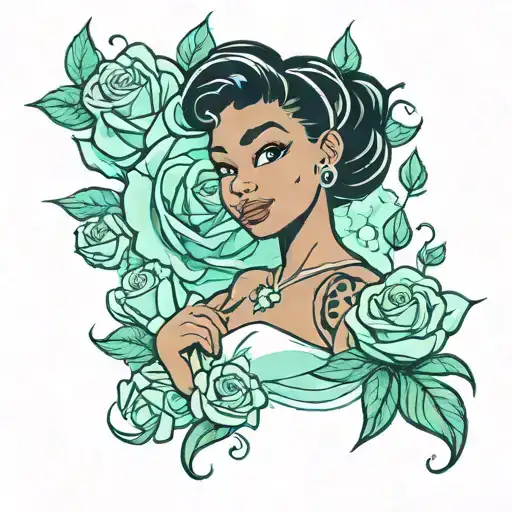 Tiana With Rose Backround