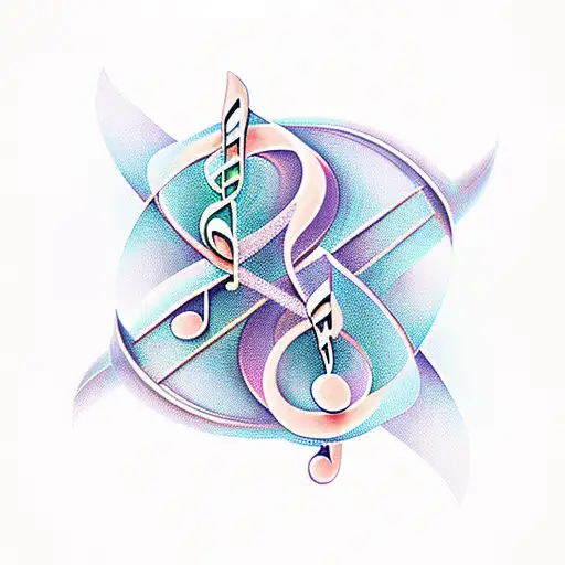 Musical Notes Intertwined With An Infinity Symbol
